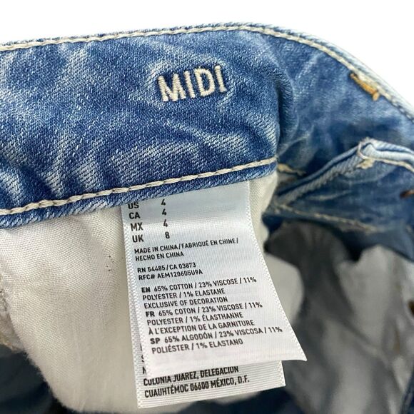 American Eagle Shorts Womens 4 (28" Waist) Blue Denim Midi Frayed Hem Cut Off - Picture 4 of 8